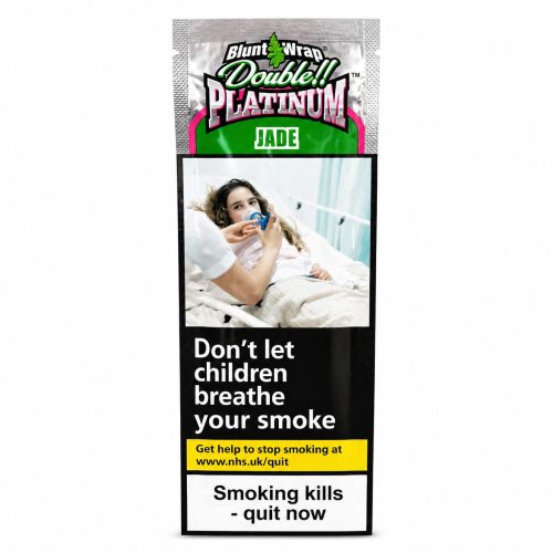 Cigarette pack with a health warning showing a child in a hospital bed and the text 'Don't let children breathe your smoke'.
