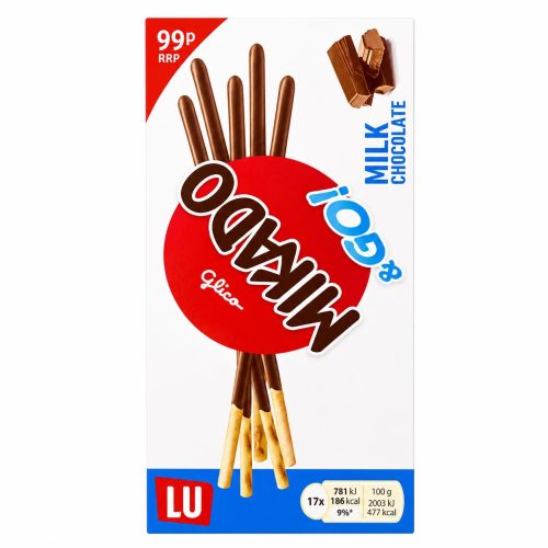 Package of LU chocolate sticks with milk chocolate, red circle logo, and '99p' price in the corner; white background at retail packaging.